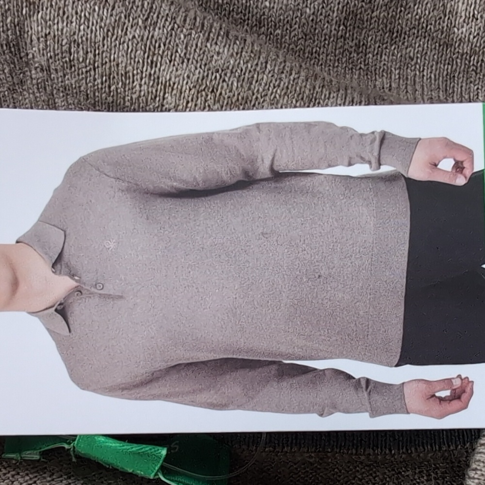 M: United Colors Of Benetton Taupe Long Sleeve Polo